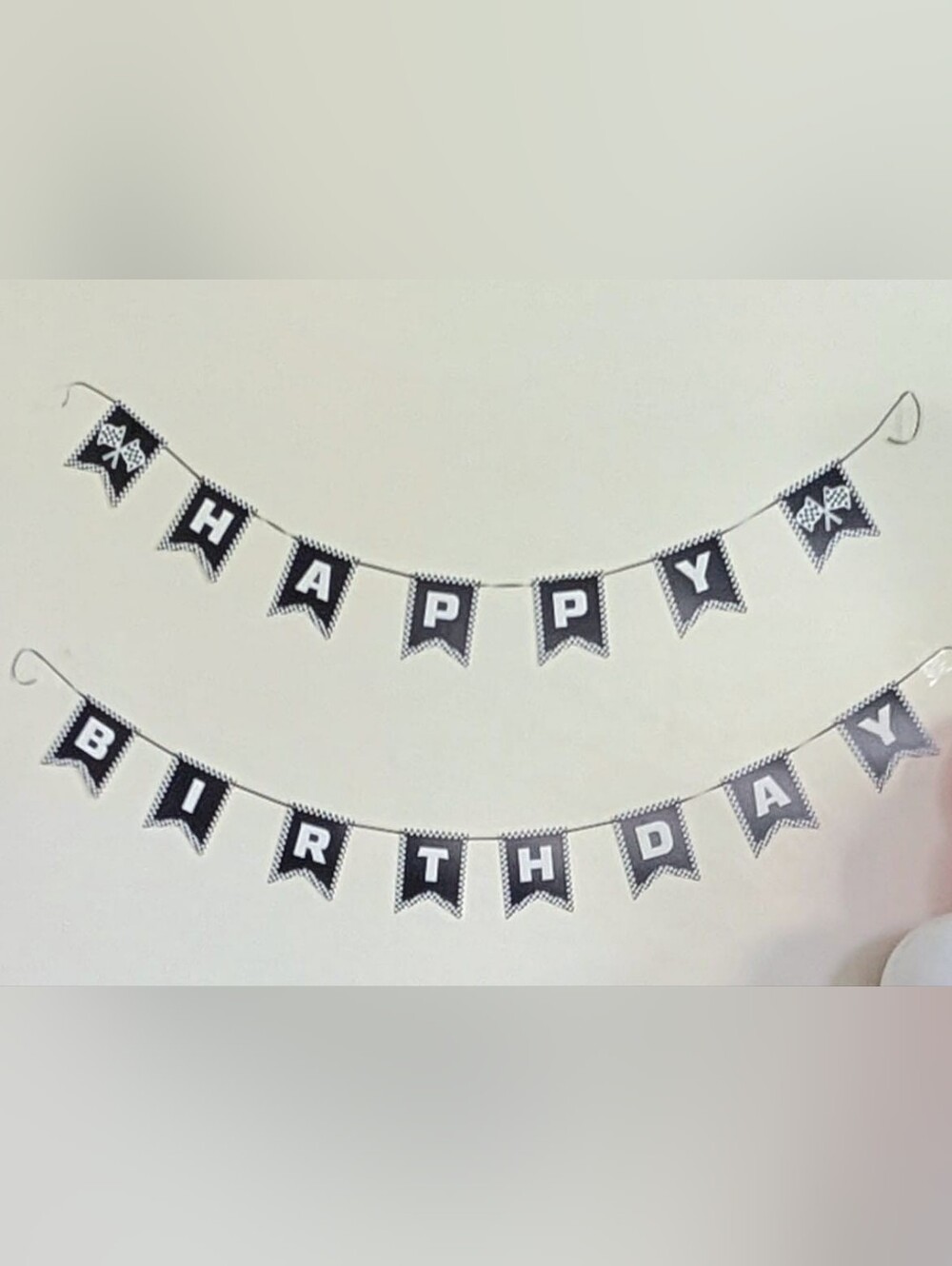 Black 'Happy Birthday' Party Banner Garland - Car Theme